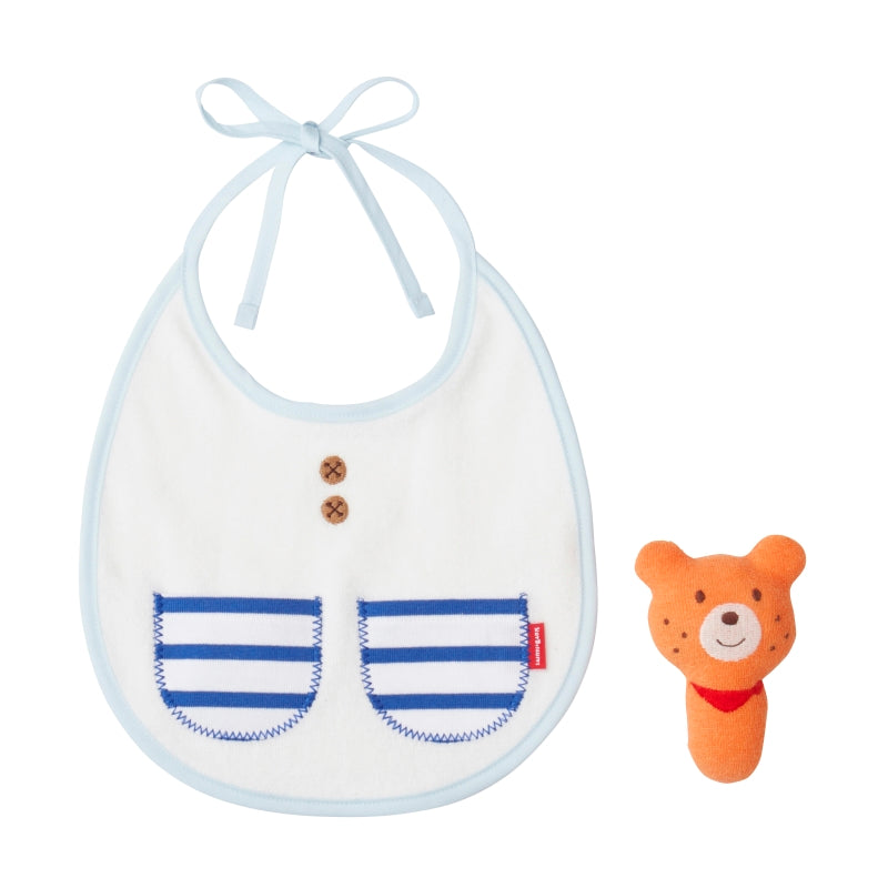 スタイ&ラトル セット 出産祝い ギフトセット 女の子 男の子 お食事エプロン 赤ちゃん ベビー用品 ガラガラ かわいい ミキハウス ホットビスケッツ